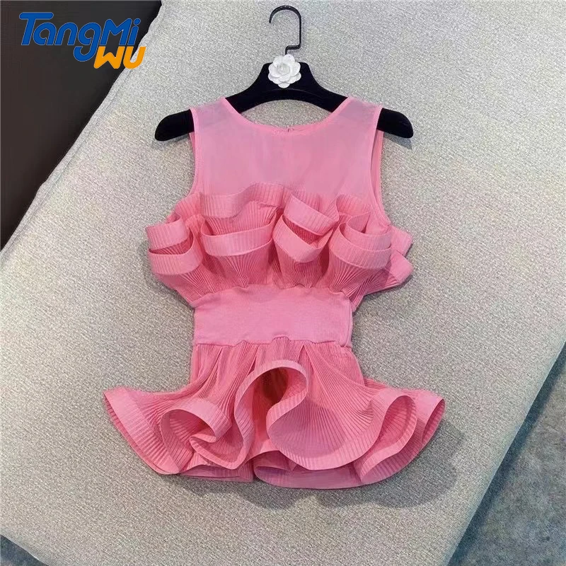 

2021 summer new style high quality shirts for women blouse top tops sexy ruffled flounce high waist casual women blouses elegant