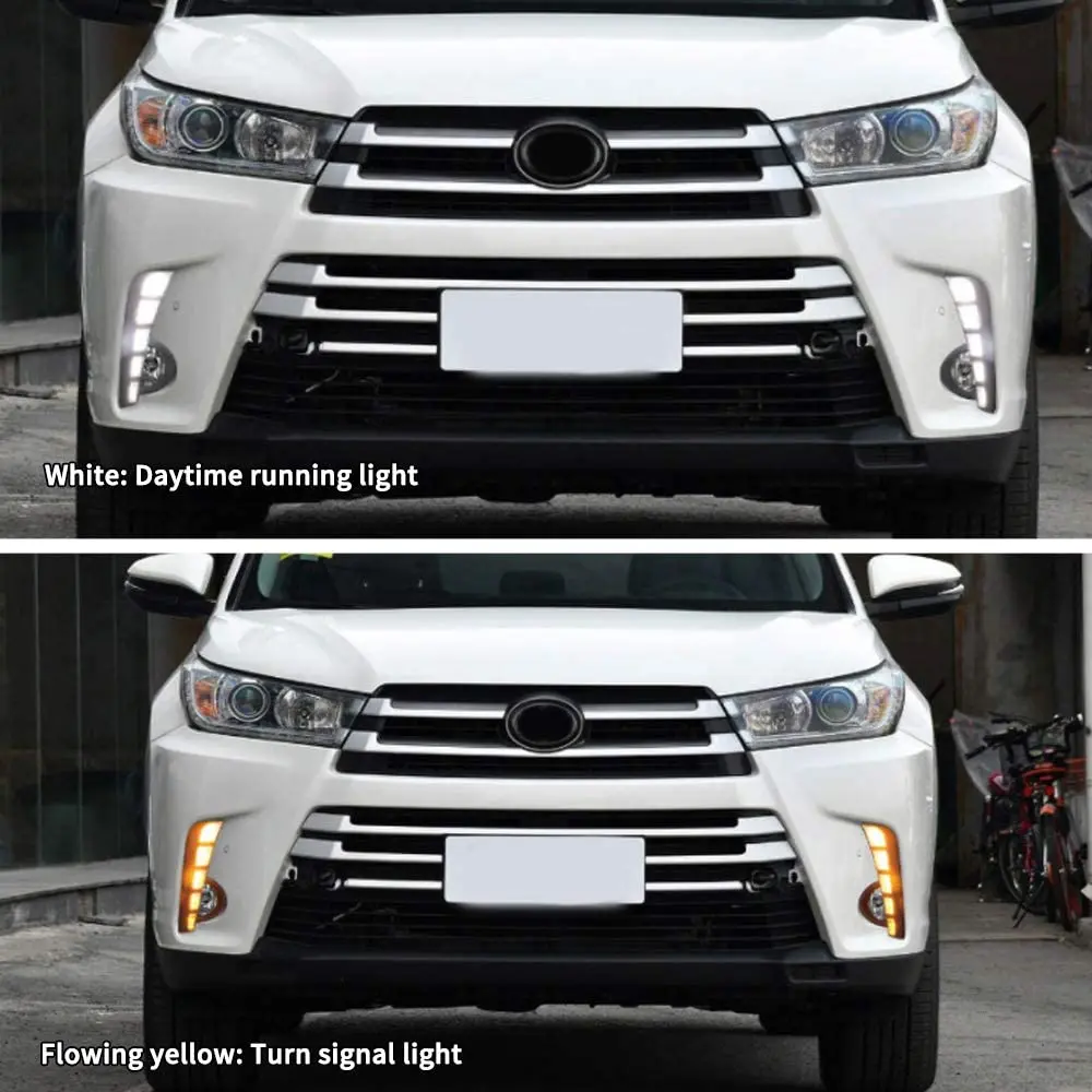 

Super Bright LED Daytime Running Light Three Color DRL for Toyota Highlander 2018 2019 Replacement Front Bumper Fog Lamp