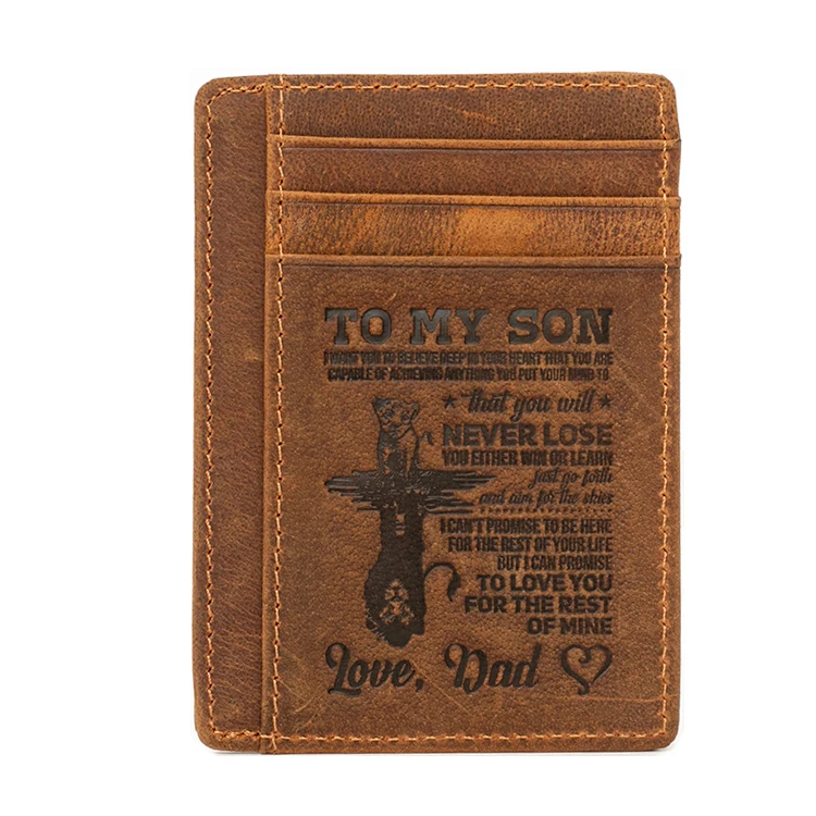 

Wholesale Custom Logo Vintage Brown Slim RFID Blocking Genuine Leather Cardholder Leather Credit Card Holder For Man