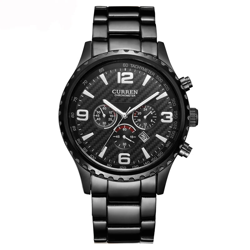 

WJ-6154 CURREN 8056 Fashion Male's Fine Steel Import Movement Wristwatch Calendar Three eyes Men's Watches, Mix