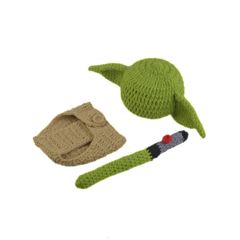 

Hot Baby Yoda Hats Set Knitted Wool Warm Warm Elastic Baby Hat Newborn Photography Props For Girls Boys Autumn Winter