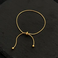 

Wholesale minimalist thin chain bracelets 18k gold plated adjustable slider snake chain bracelet women