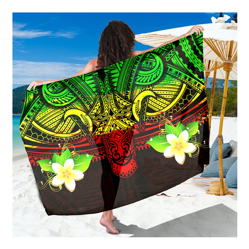 

Hawaii Polynisian Traditional Sarong Plumeria Pattern Ladies Sarongs Multi Wear Beach Pareo Swimsuit Wrap Cover Up for Women, Customized color