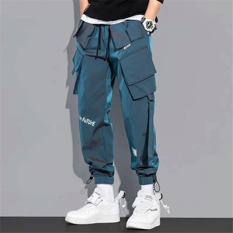 

Stacked Men's Cargo Pants Fashion Hip Hop Multi-pocket Trousers Trendy Streetwear Solid Sweatpants Pantalones Casuales