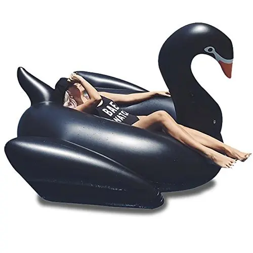

LC Beach Party Seaside Swimming Pool Swan Inflatable Float Toy Water Toys Adults Inflatable Black Swan Pool Float