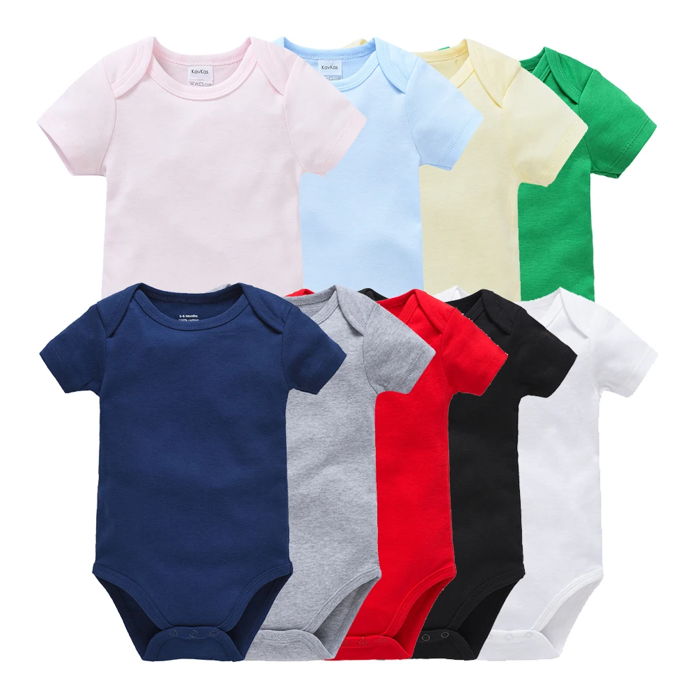 

High quality newborn baby boy clothes onesie 6 9 months short sleeve plain color custom logo printing bodysuit, As pictures