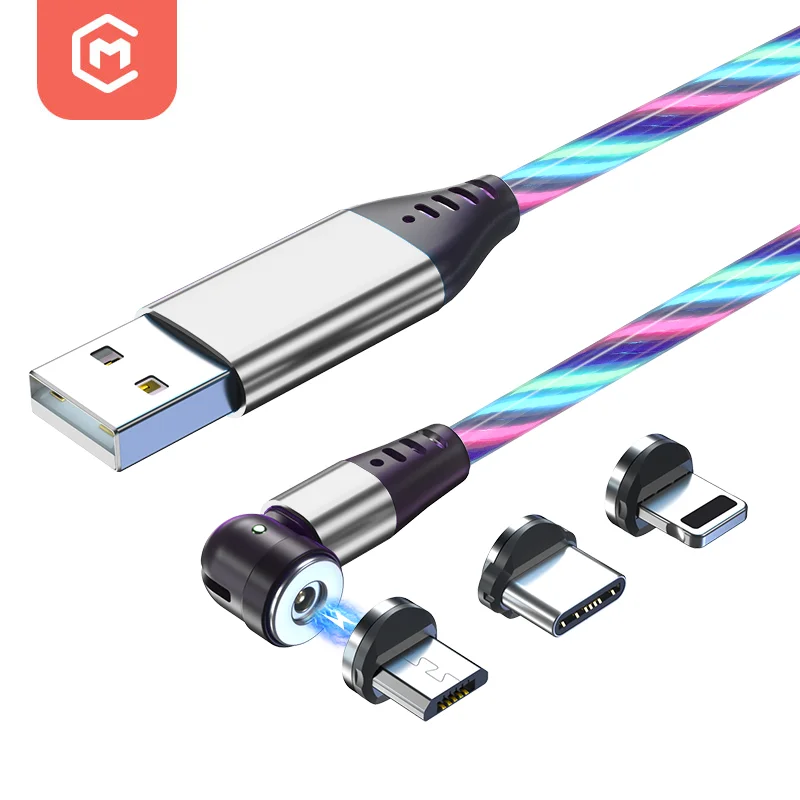 

Best Selling Magnetic Charging Cable Lighting Cable 540 degree Magnetic Cable For Type C Micro iPhone, White red blue green