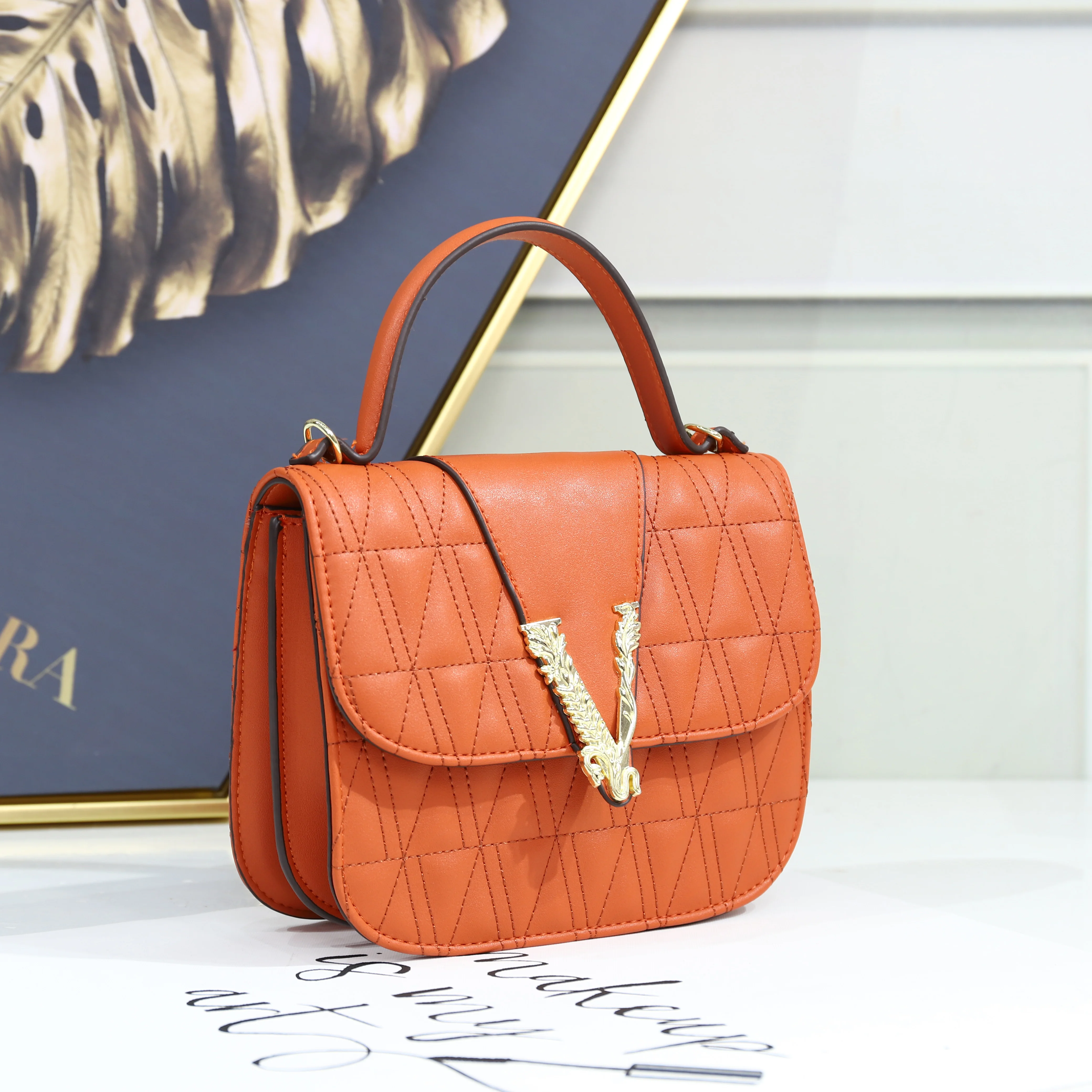 

Best selling V-shaped fashion Leather Satchel Fashion Women from Handbag Manufacturer, Black pink brown blue green golden