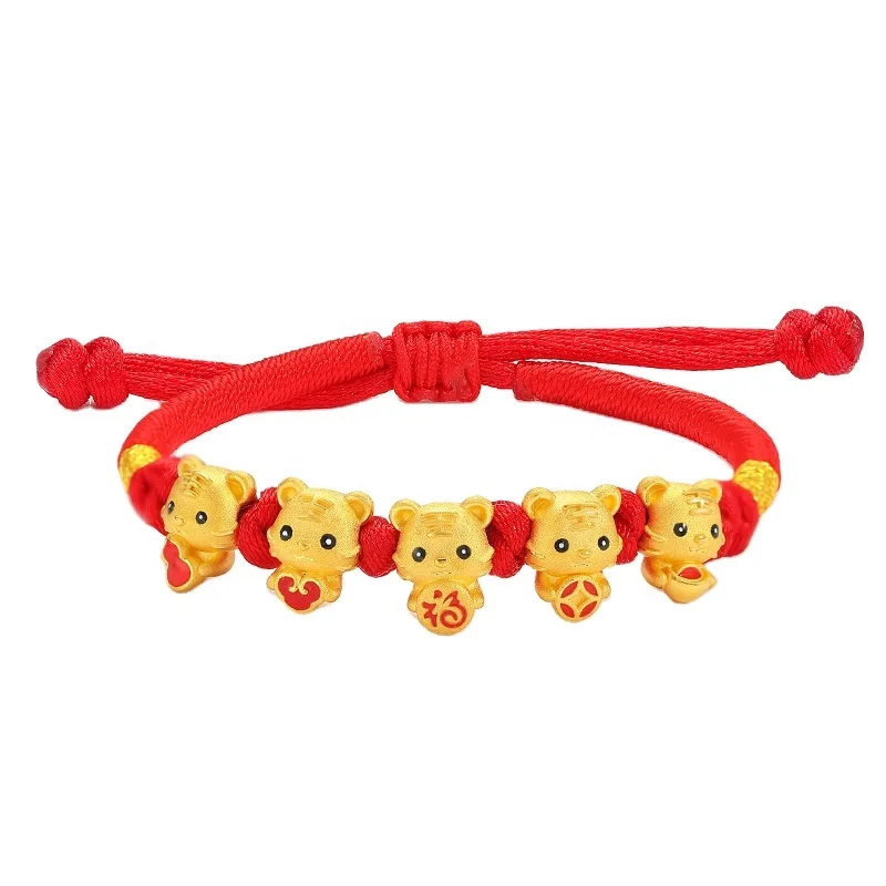 

Certified Pure Gold 999 Wufu Tiger Bracelet Painted Tiger Year Bracelet Pure Gold 999 Wufu Tiger 3D Hard Gold