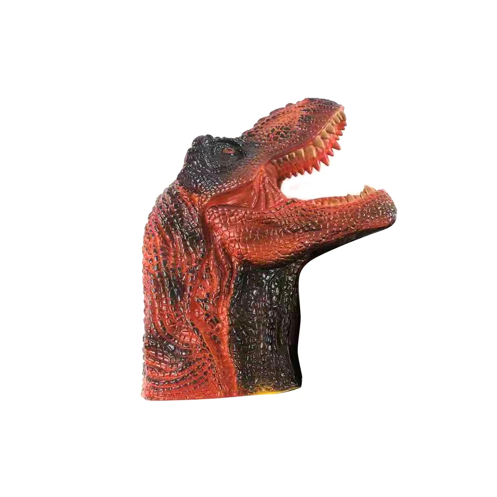 

cheap Pet Interactive Toys realistic soft animal Environment-friendly PVC plastic Custom Dinosaur hand puppets, Brown