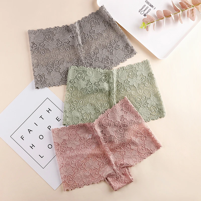 

Wholesale Sexy Transparent Boyshort High Elastic Sexy Lace Underwear Ladies Boy Shorts for Women