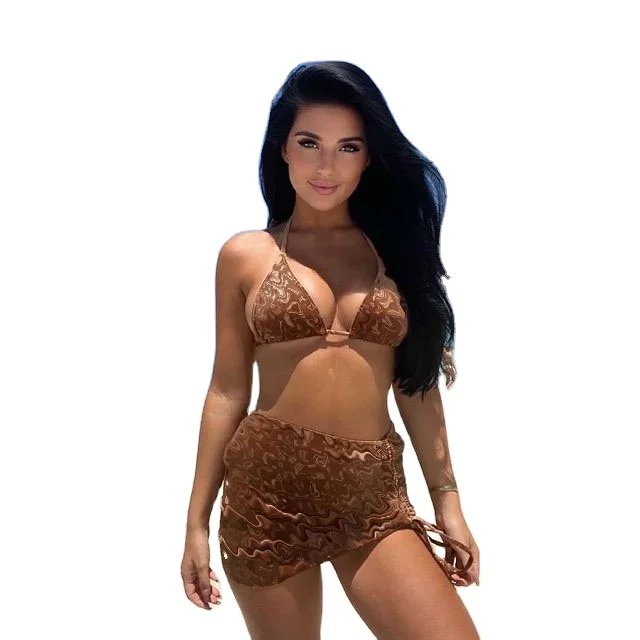 

BLV50 Velvet Bikini Swimsuit Women swimwear Sexy 3 Piece Set Bikini Set Beachwear Swimwear beachwear dress