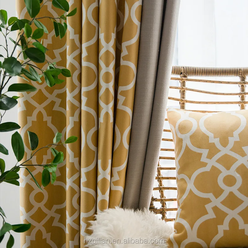 Orange Cotton Linen Geometric Curtains Panels For Living Room Window Curtain  For Bedroom Drapes - Buy Geometric Curtains,Orange Curtains,Burnt Orange  Curtain Panels Product on Alibaba.com