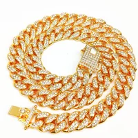 

Hotselling High Quality Men's Cuban Link Necklace Hips Hops Iced Out Pave Full Crystal Cuban Link Chain Necklace