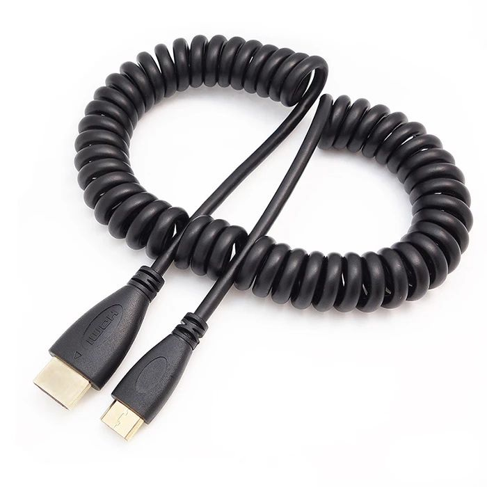 

2m black gold plated telescopic male spring Mini HDTV HD audio and cable TV cable