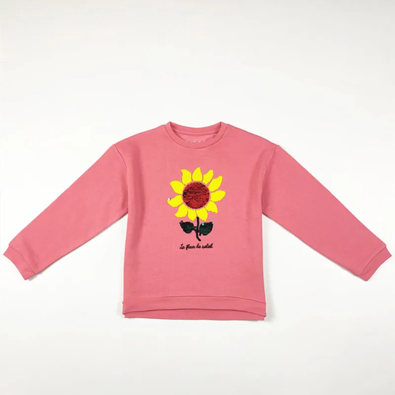 

Fashion girls pullover long sleeves and sequin decorate children kids t-shirt custom logo and pattern, Customized