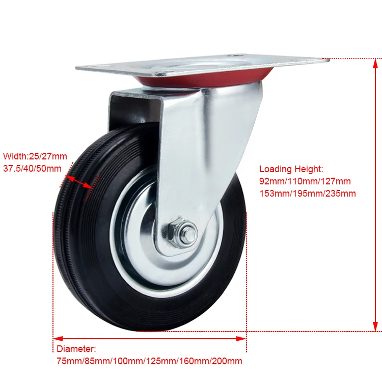 30 mm Soft Movement Rubber Wheels Casters with Metal Plate with Screws Furniture Small Mini Wheels Set Packof 8 8, ⌀30mm / 40kg