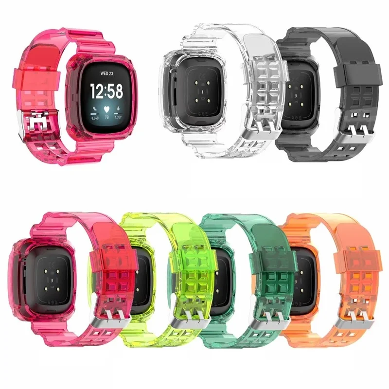 

Transparent TPU Watch Band For Apple Watch 5/6, Crystal Clear Strap With Rugged Bumper Case For Apple Watch 38mm 40mm