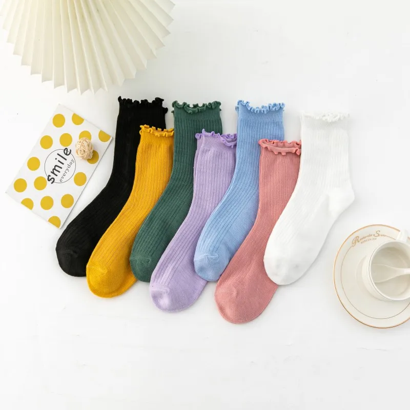 

XIANGHUI Wholesale Price Candy color slouch  socks anti pilling cute girl socks