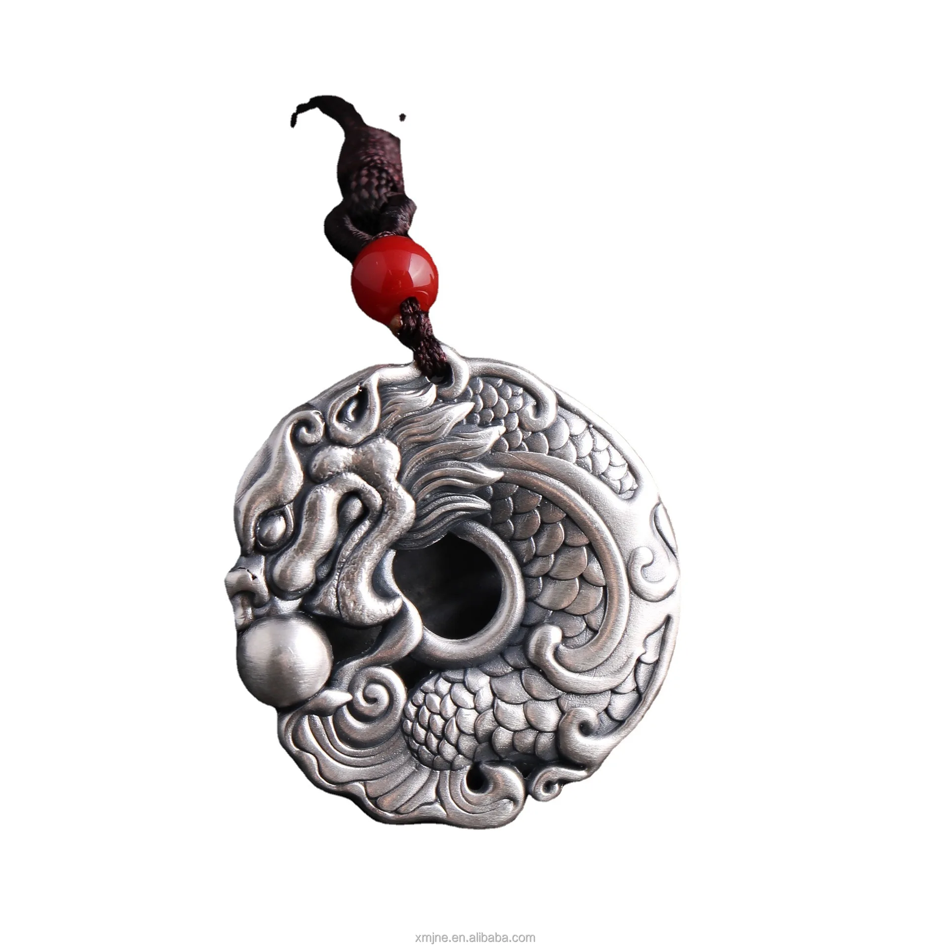 

Certified S999 Vintage Stereoscopic Dragon Pendant Strength Style Personalized Dragon And Peace Necklace Men's Pendant