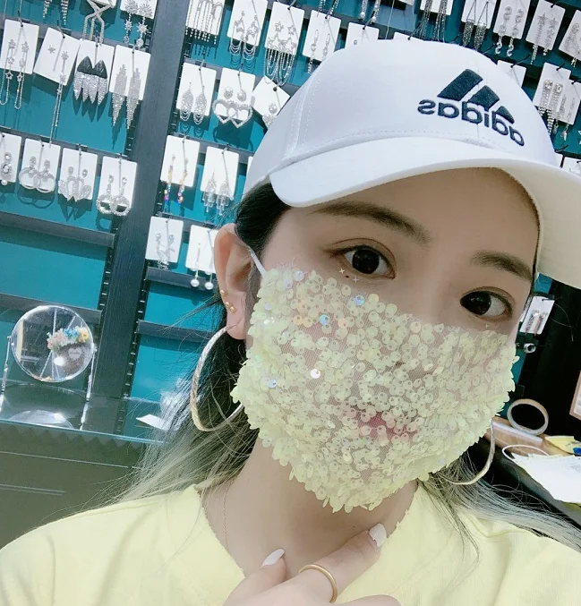 

custom crystal mesh sequin fabric facial decoration accessories, Picture