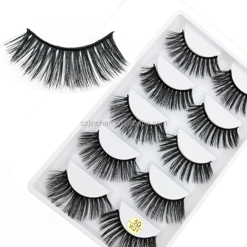 

high quality W series 100% handmade professional eyelashes 5 pairs 5D natural long mink eyelashes free shipping