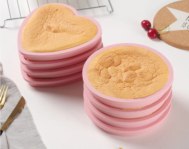 

High Quality Baking Supplies Tool Circular Heart-Shaped Silicone Cake Pizza Pancake Loaf Moulds, Pink, grey, can be customized