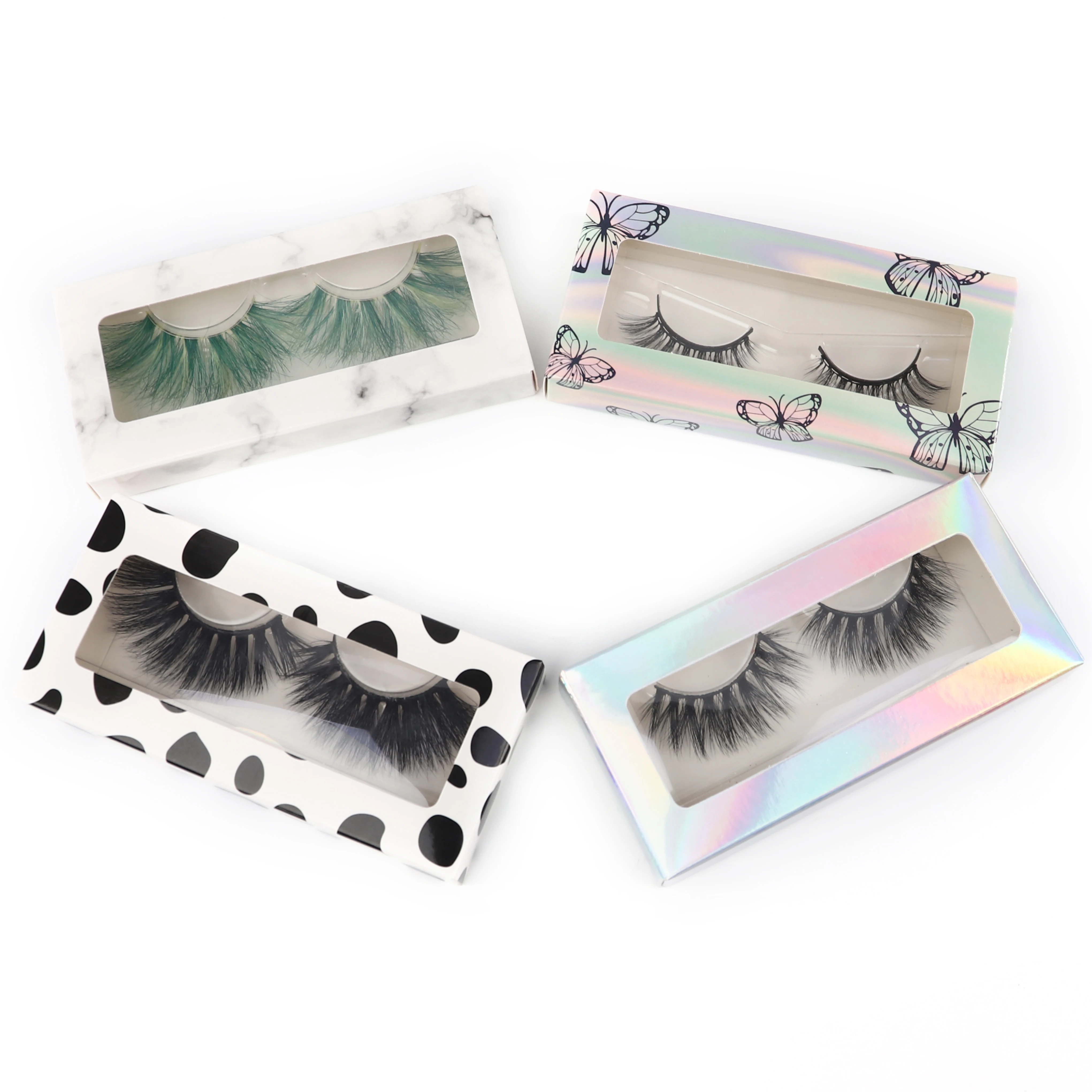 

Free glitter paper packaging box handmade real mink lashes