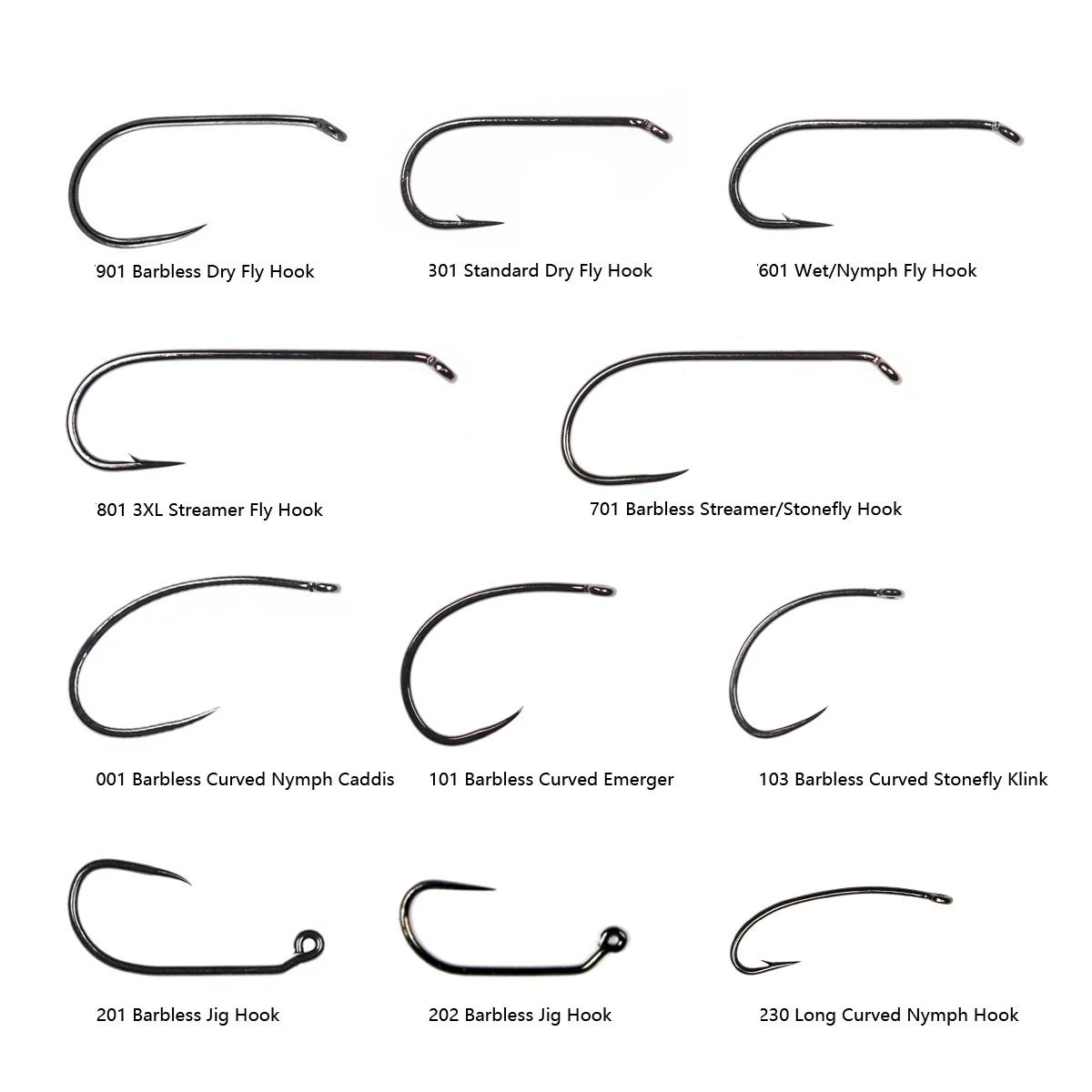 Wholesale Barbless/barbed Fly Tying Hooks Nymph Dry Streamer Wet Caddis ...