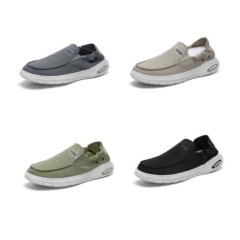 

Casual canvas shoe for men driving loafers 2021 platform fashionable walking style shoes, Black&grey&green&khaki