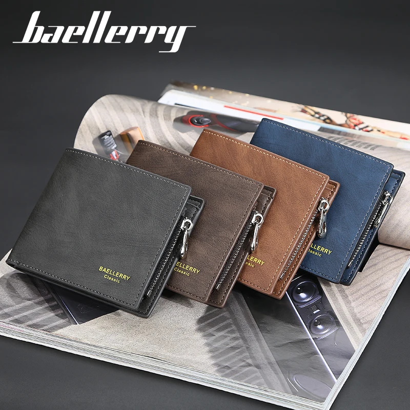

2021 baellerry pu leather business Wallet Men High Quality Fashion Card Holder Wallet zipper Men Wallet
