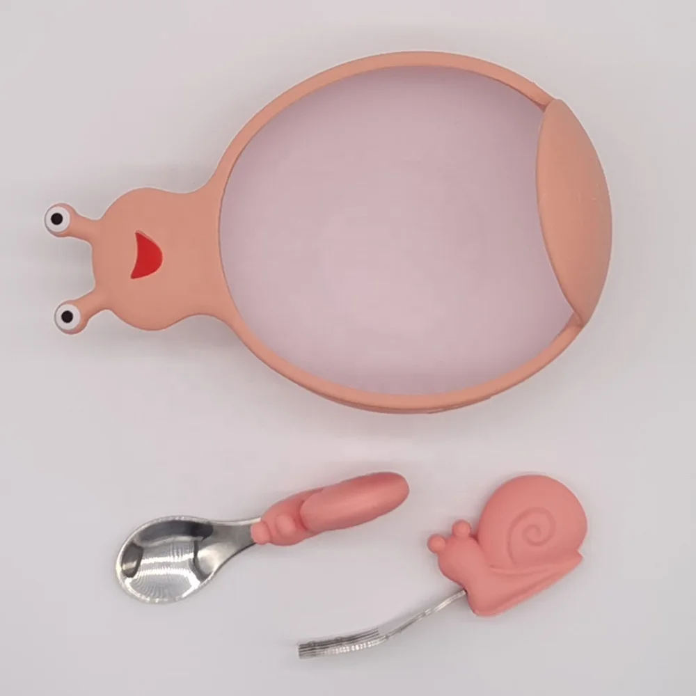 

New Design Child Silicone Plate Set Baby Suction Tableware Bowl Spoon And Fork Set