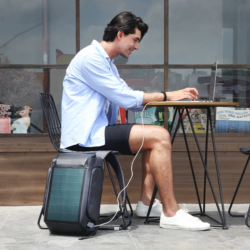 

Kingsons hot sale black men usb solar energy charger bag back pack, solar battery backpack
