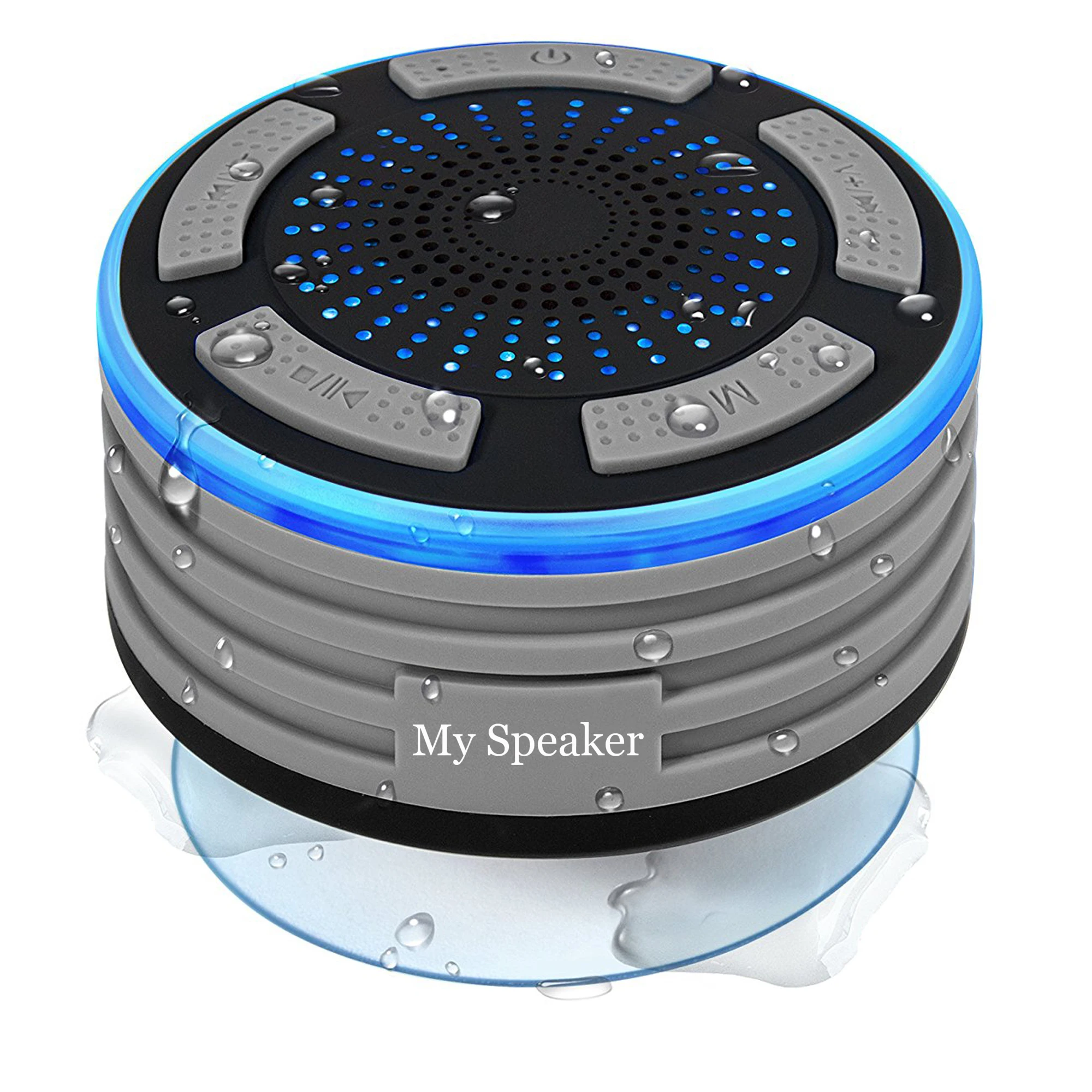 

Free shipping Best Seller Colorful Breathing Led Bluetooth Speaker Waterproof IP67 With Fm Radio and Suction Cup