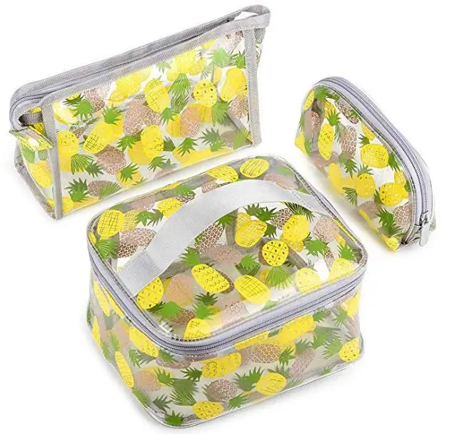 

Fashion custom fruit printing clear pvc travel cosmetic bag