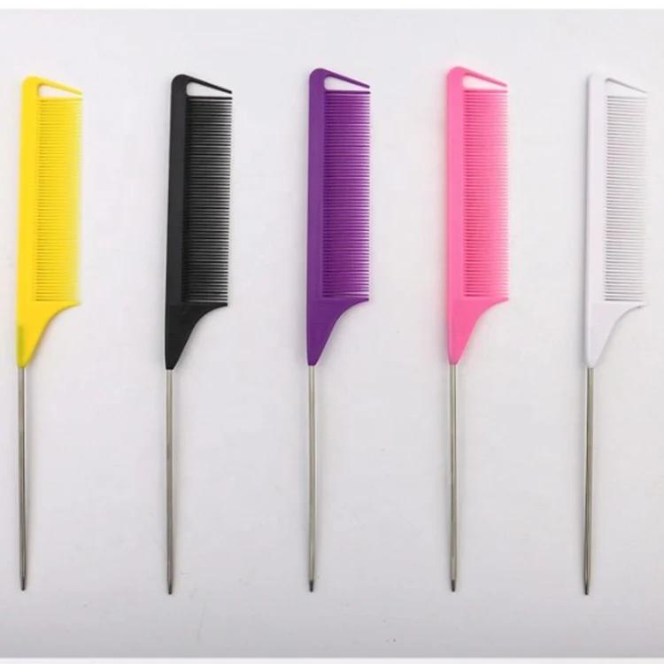 

Eco friendly Private Label Antistatic Hair Salon Rat Tail Comb Professional barber Parting Comb, Purple,pink,white,black,yellow,etc.