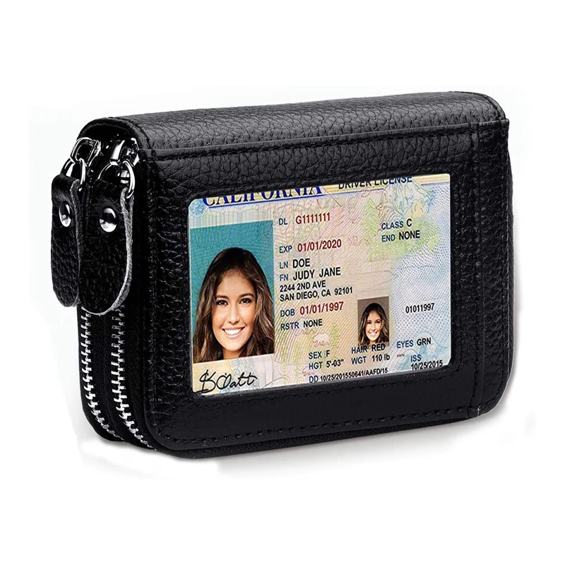 

Small Women Purse RFID Blocking PU Leather Double Zipper Laides Wallets, Customized color