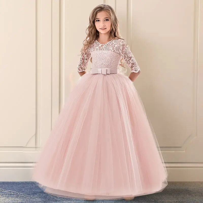 

Vintage Flower Girls Dress for Wedding Evening Children Princess Party Pageant Long Gown Kids Dresses for Girls Formal Clothes, Picture shows