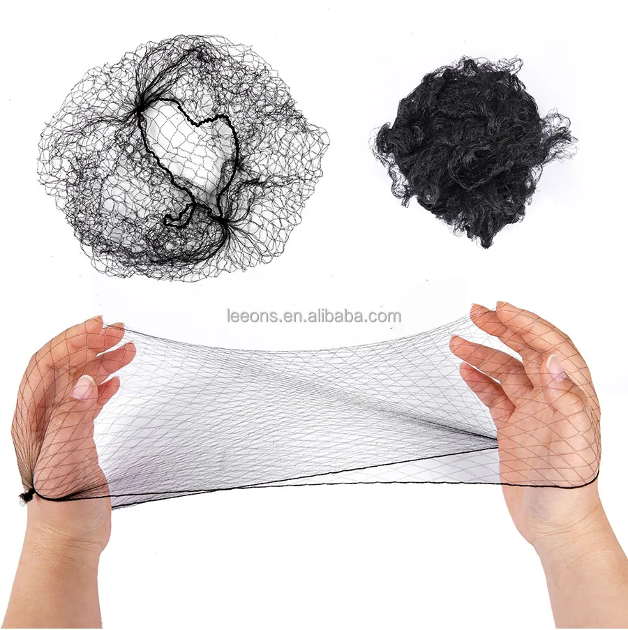 

Leeons Cheap Black Large Mesh Wig Cap Soft Disposable Nylon Hairnet Invisible Elastic Wig Net For Packing Wigs, Black etc.