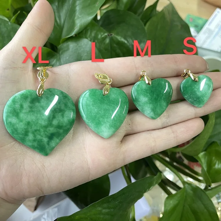 

jialin jewelry 2021 new jade heart pendant green love shape necklace