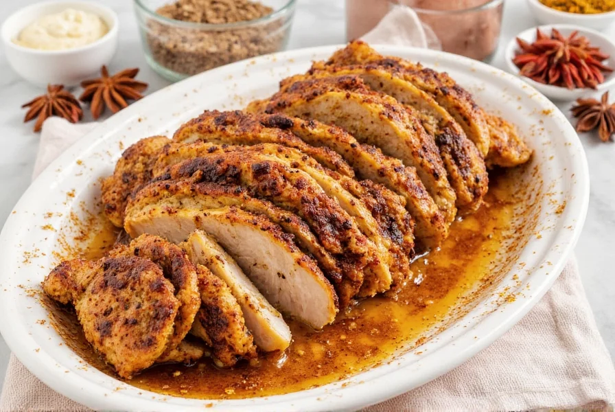 Smoked Chicken Breast on Wooden Board