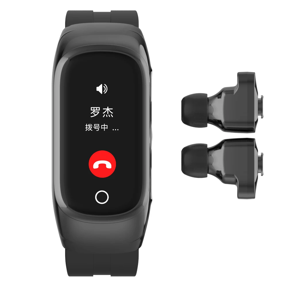 

2021 New product Heart Rate Fitness Blood Pressure Monitor Smartwatch 2 in 1 Earbuds N8 Smartbracelet