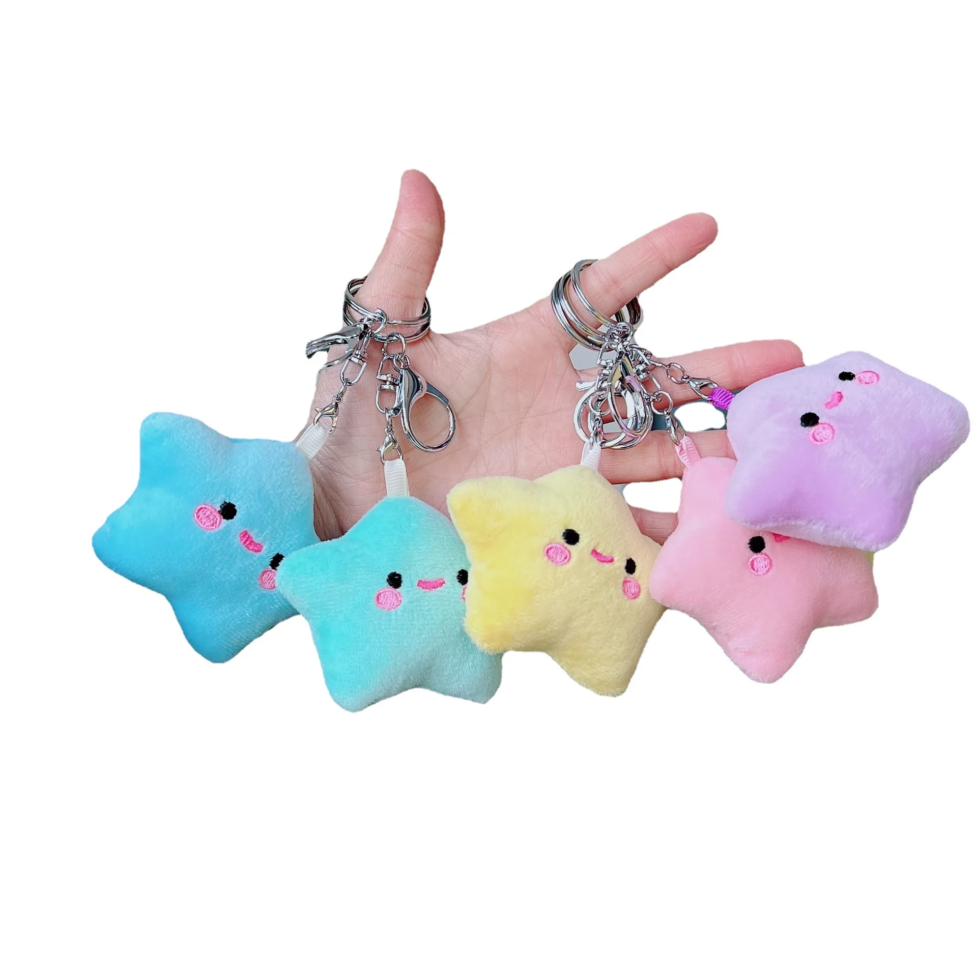 

2023 Hot Selling Kawaii Star Shaped Soft Small star plush toys pendants Star Smiley Face plush key chain toys