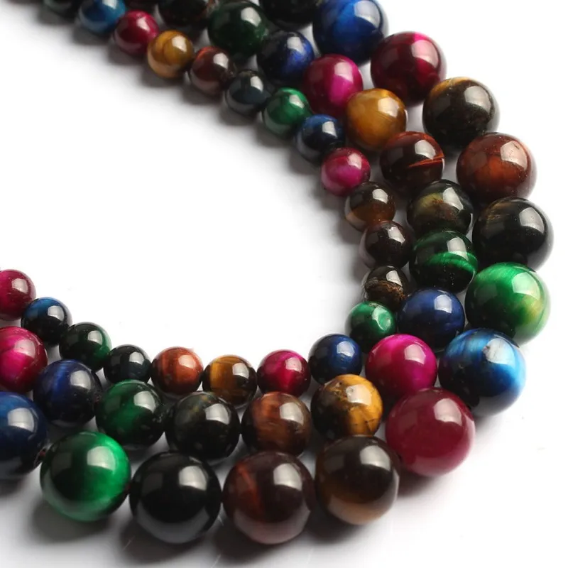 

Wholesale Round Shape 6/8/10MM Natural Colorful Tiger Eye Stone Beads For Jewelry Making DIY