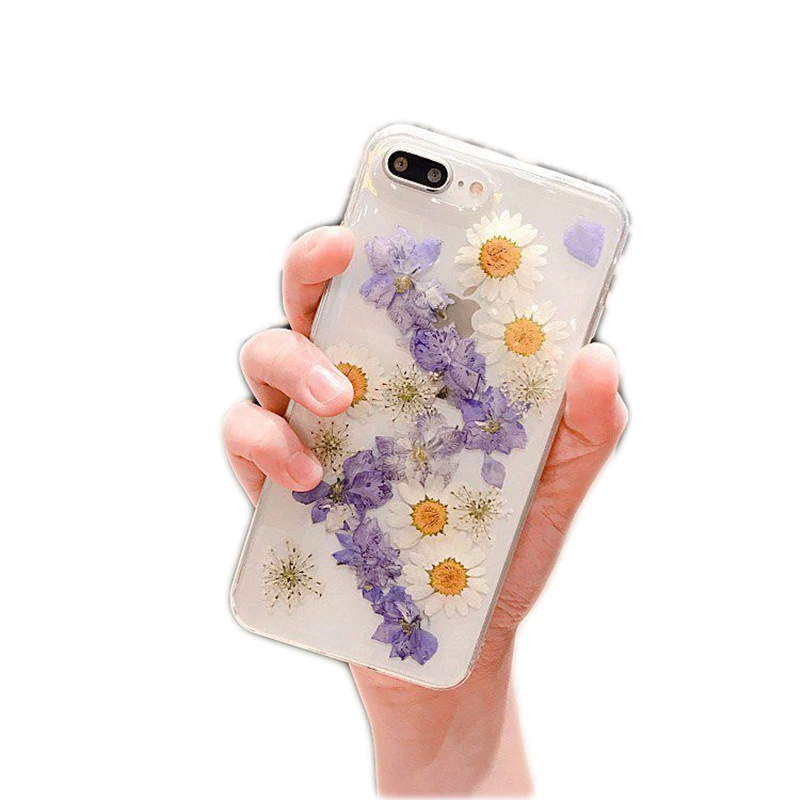 

Senlan customized real dry flower phone case tpu PC 2 in 1 Epoxy process phone cover For Iphone12 pro XS max 8plus