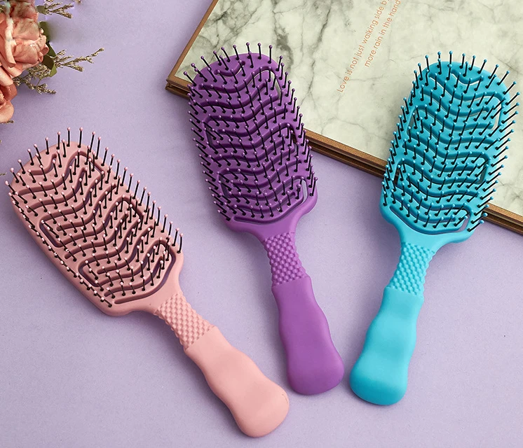 

America African Tangle Knot Dry Wet Curly Scalp Massage Comb Women Detangler Hairbrush, Mixed color
