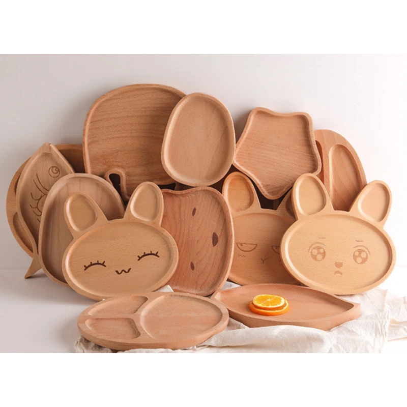 

Amazon hot sales Children's Wooden Cartoon Plate dish, Eco-Friendly plate, Handcrafted Dinnerware