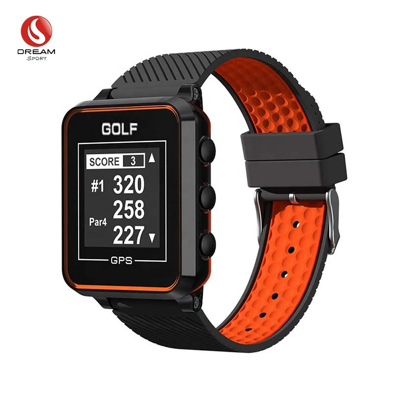 

DREAM SPORT Golf GPS Watch DGF4 4000+ Worldwide Golf Course Preloaded Free Updated GPS Golf Range Finder Watch, Black/orange/green