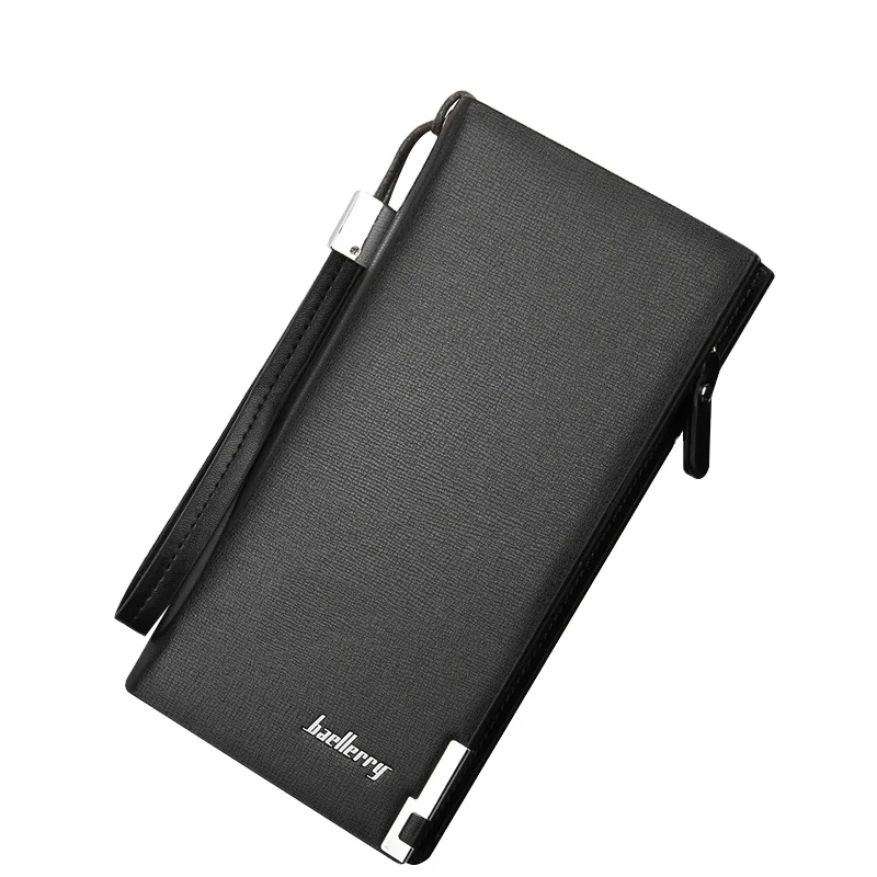 

Classic design long style minimalist wallet men PU money clip, Black, coffee