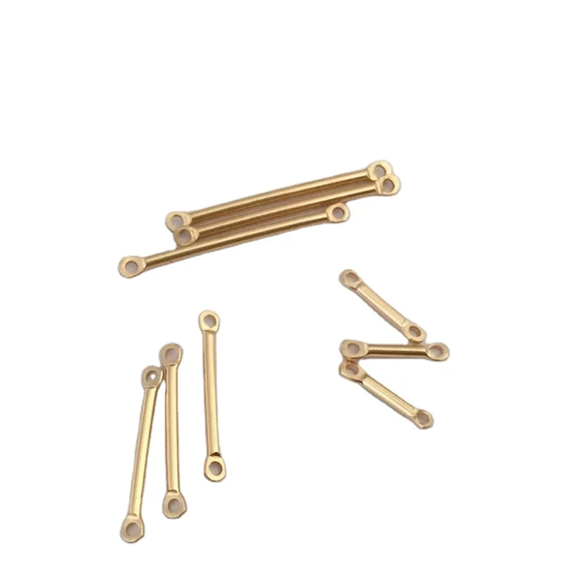 

14K Filled Gold double hole connection rod gold injection stick DIY earring bracelet necklace connection accessories